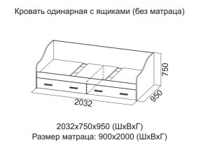 Кровать одинарная с ящиками (Без матраца 0,9*2,0) в Нижнем Тагиле - nizhnij-tagil.magazin-mebel74.ru | фото